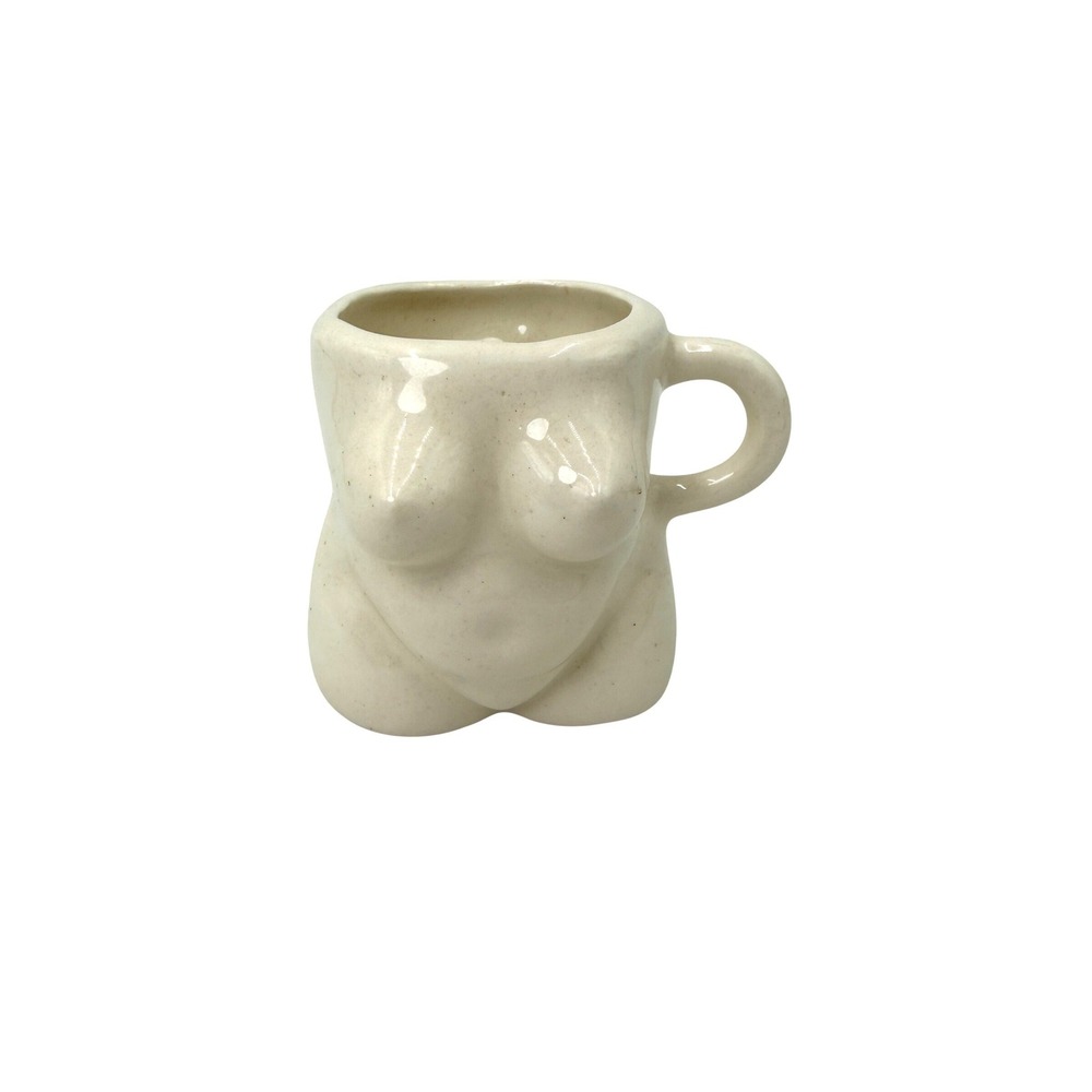 Cream Ceramic Female Torso Body Form Mug Art Deco Style Nude Goddess Cup